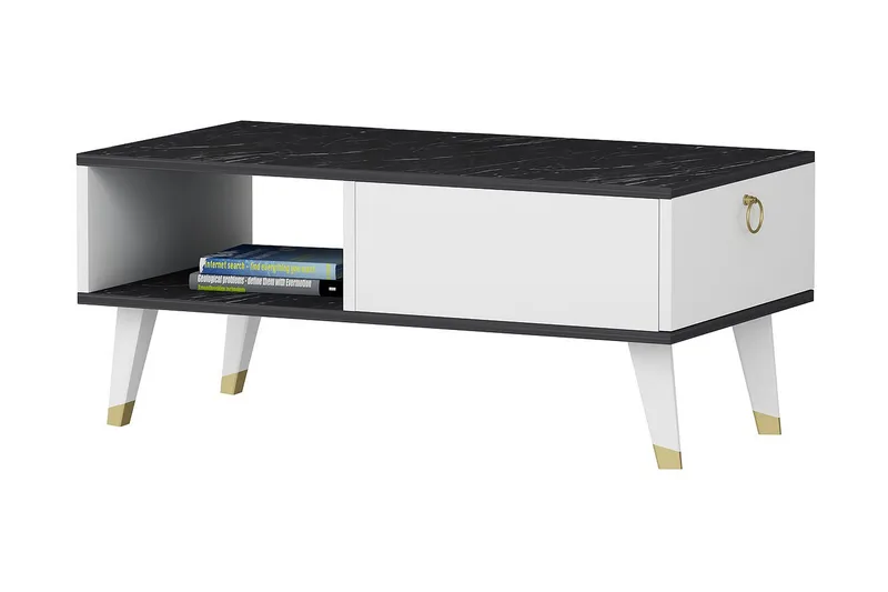 Marteby Sofabord 90x42,4x90 cm, Svart/Hvit