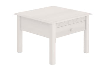 Marzell 60 cm Kvadratisk Sofabord med Skuffer i Furu - Hvit - Møbler - Bord - Sofabord