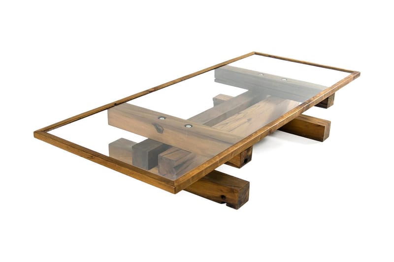 Massive Design Sofabord 120 cm - Glass/Tre/Brun - Sofabord