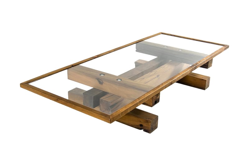 Massive Design Sofabord 130 cm - Glass/Tre/Brun - Sofabord