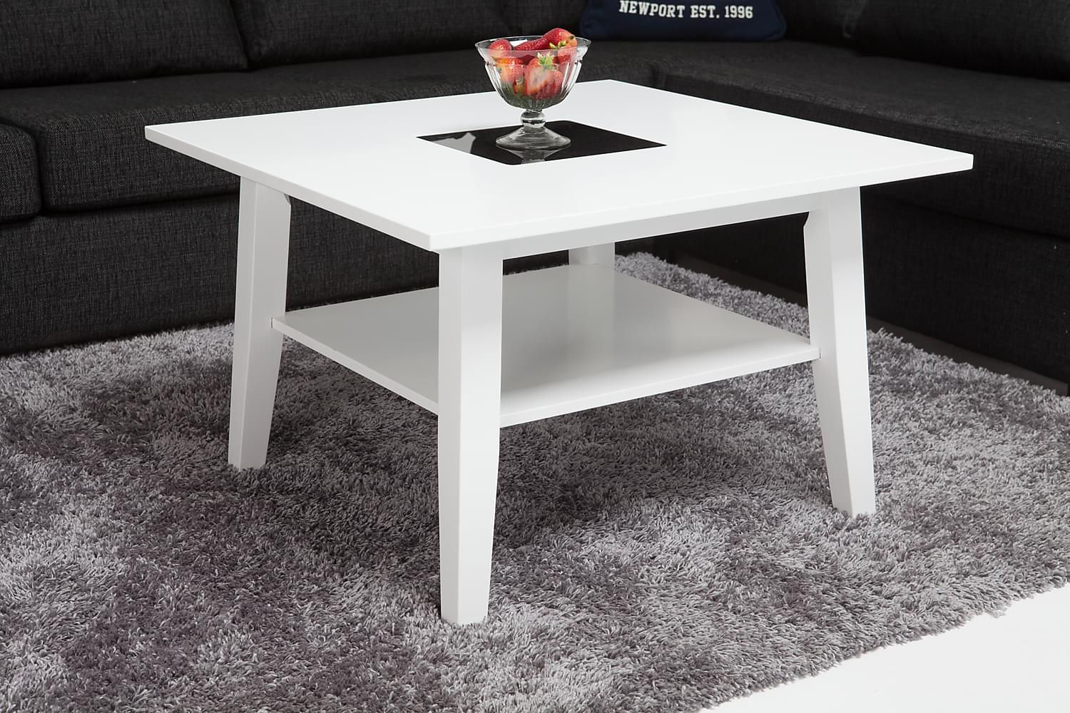 Matilda Sofabord 80 cm med Oppbevaringshylle - Hvit - Møbler - Bord - Sofabord
