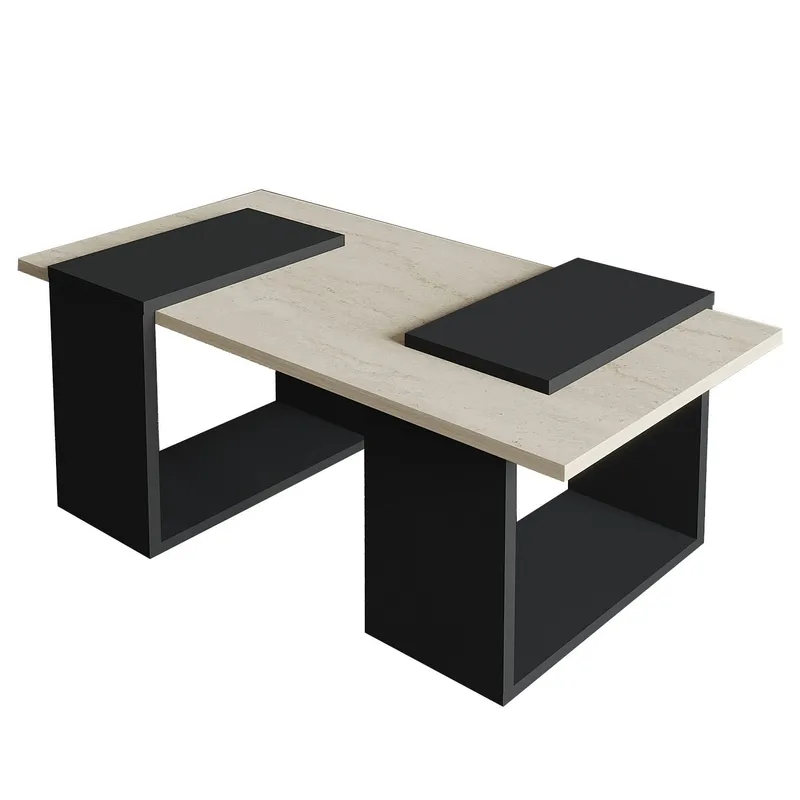 Matris Sofabord 90x37x46,6 cm - Travertin og antrasitt - Møbler - Bord - Sofabord