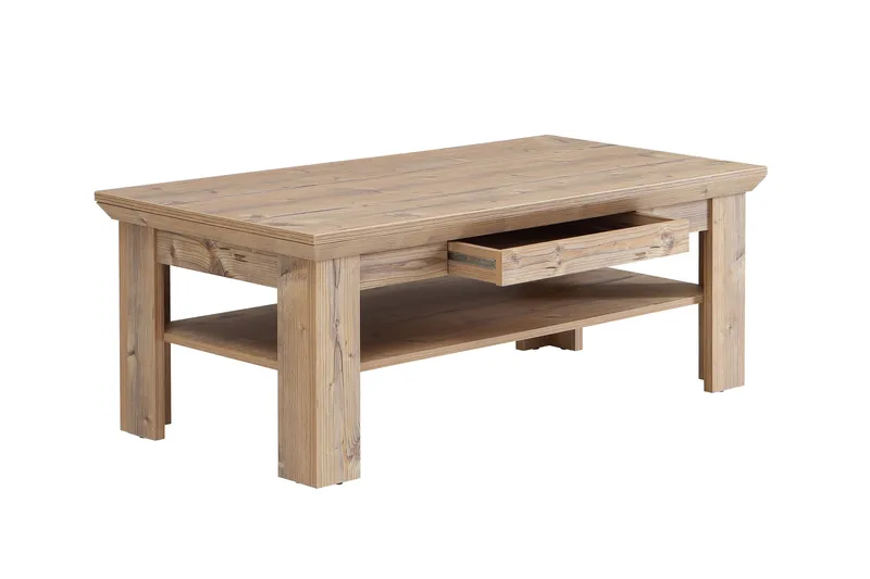 Mccoys Sofabord 120 cm med Oppbevaringshylle + Skuff - Brun - Møbler - Bord - Sofabord