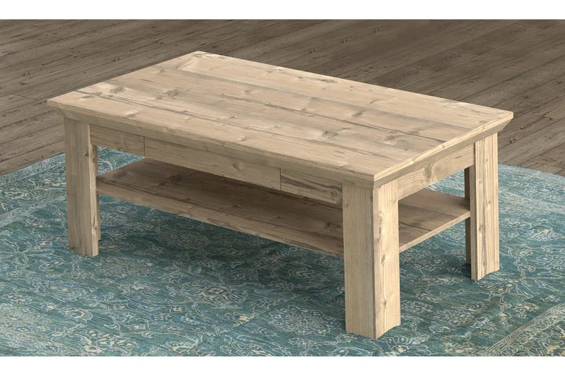 Mccoys Sofabord 120 cm med Oppbevaringshylle + Skuff - Brun - Møbler - Bord - Sofabord