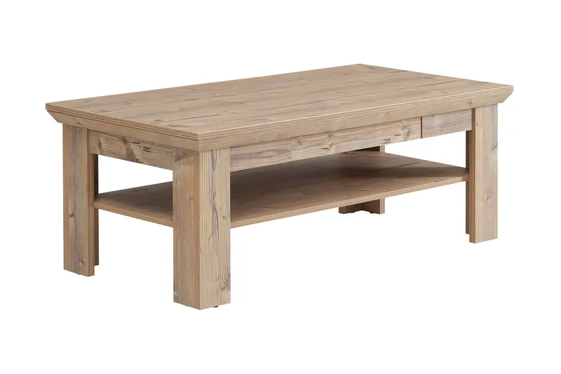 Mccoys Sofabord 120 cm med Oppbevaringshylle + Skuff, Brun