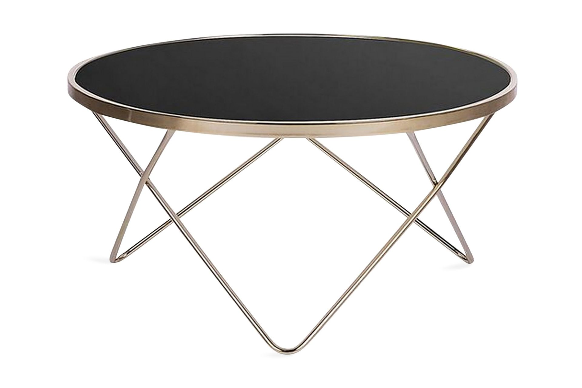 Meerah Sofabord 80 cm Rundt - Glass/Svart/Gull