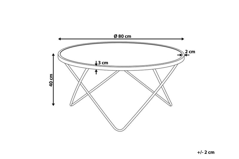 Meerah Sofabord 80 cm Rundt Marmormønster - Glass/Hvit/Gull - Møbler - Bord - Sofabord