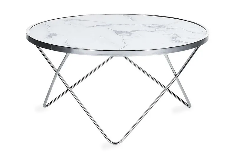 Meerah Sofabord Marmoreffekt, Hvit