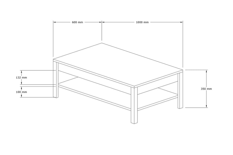 Meranges Sofabord 100 cm med Oppbevaringshylle - Natur/Blå/Hvit - Møbler - Bord - Sofabord