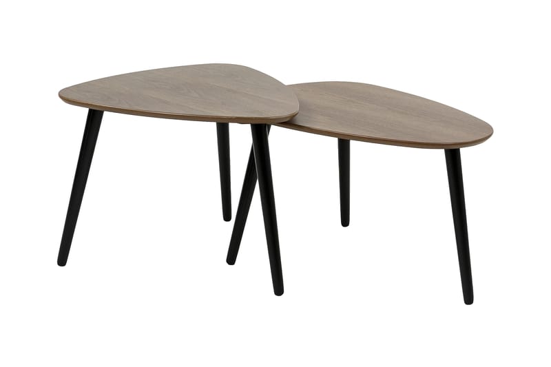 Milo Settbord 68 cm Ovalt 2 Bord - Valnøtt/Svart - Møbler - Bord - Sofabord