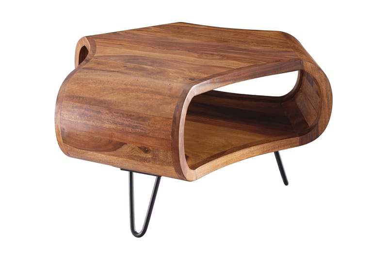 Mirzakhanian Sofabord 55 cm - Brun - Sammenleggbart bord - Speilbord - Sofabord - Sofabord med oppbevaring - Sofabord med hjul - Hev og senkbart sofabord