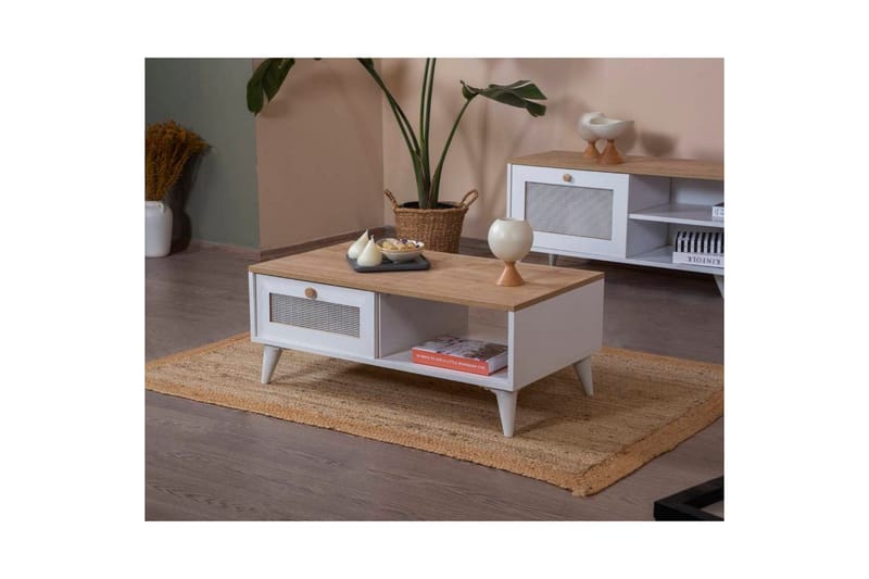 Sofabord Mjudi Hvit / Eik - Hvit / Eik - Møbler - Bord - Sofabord