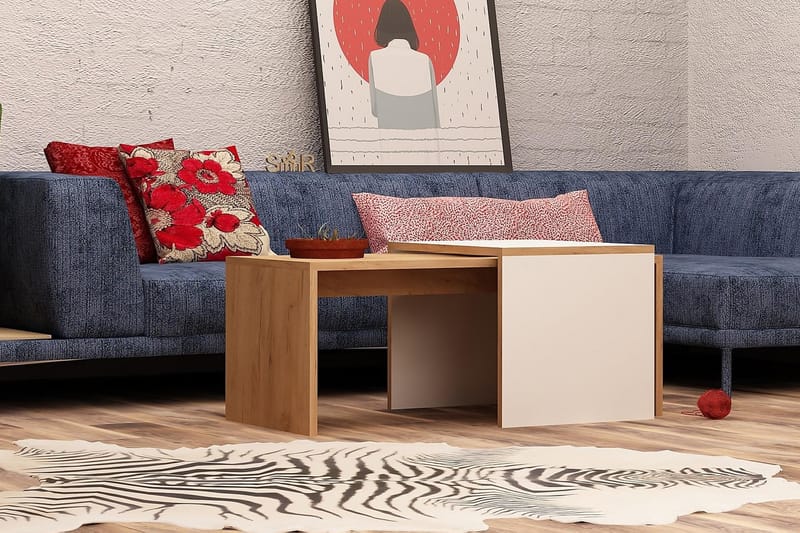 Mod Design Settbord 90 cm 2 Bord - Tre/Hvit - Møbler - Bord - Sofabord