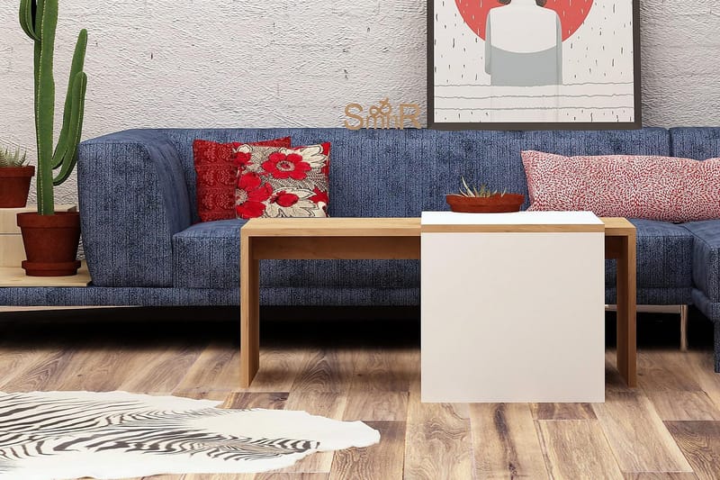 Mod Design Settbord 90 cm 2 Bord - Tre/Hvit - Møbler - Bord - Sofabord