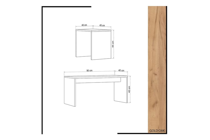Mod Design Settbord 90 cm 2 Bord - Tre/Hvit - Møbler - Bord - Sofabord