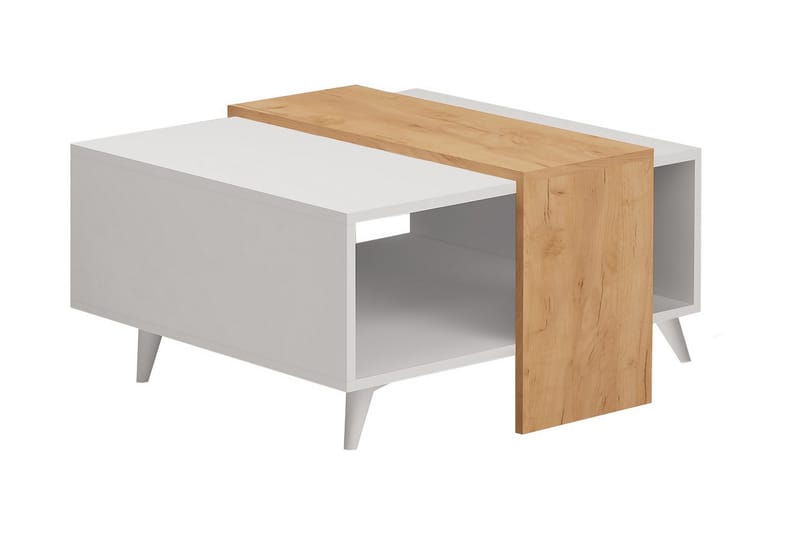 Mod Design Sofabord 80 cm med Oppbevaringshylle - Tre/Hvit - Møbler - Bord - Sofabord
