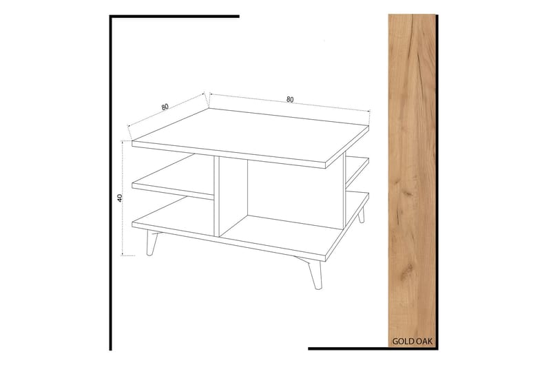 Mod Design Sofabord 80 cm med Oppbevaringshyller - Tre/Hvit - Møbler - Bord - Sofabord