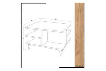 Mod Design Sofabord 80 cm med Oppbevaringshyller - Tre/Hvit - Møbler - Bord - Sofabord
