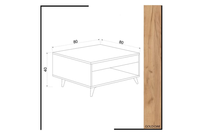 Mod Design Sofabord 80 cm med Oppbevaringsskuff + Hylle - Tre/Hvit - Møbler - Bord - Sofabord