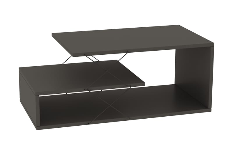 Moengo Sofabord 100 cm med Oppbevaringshylle - Antracit/Svart - Sofabord - Sammenleggbart bord - Speilbord - Sofabord med oppbevaring - Sofabord med hjul - Hev og senkbart sofabord