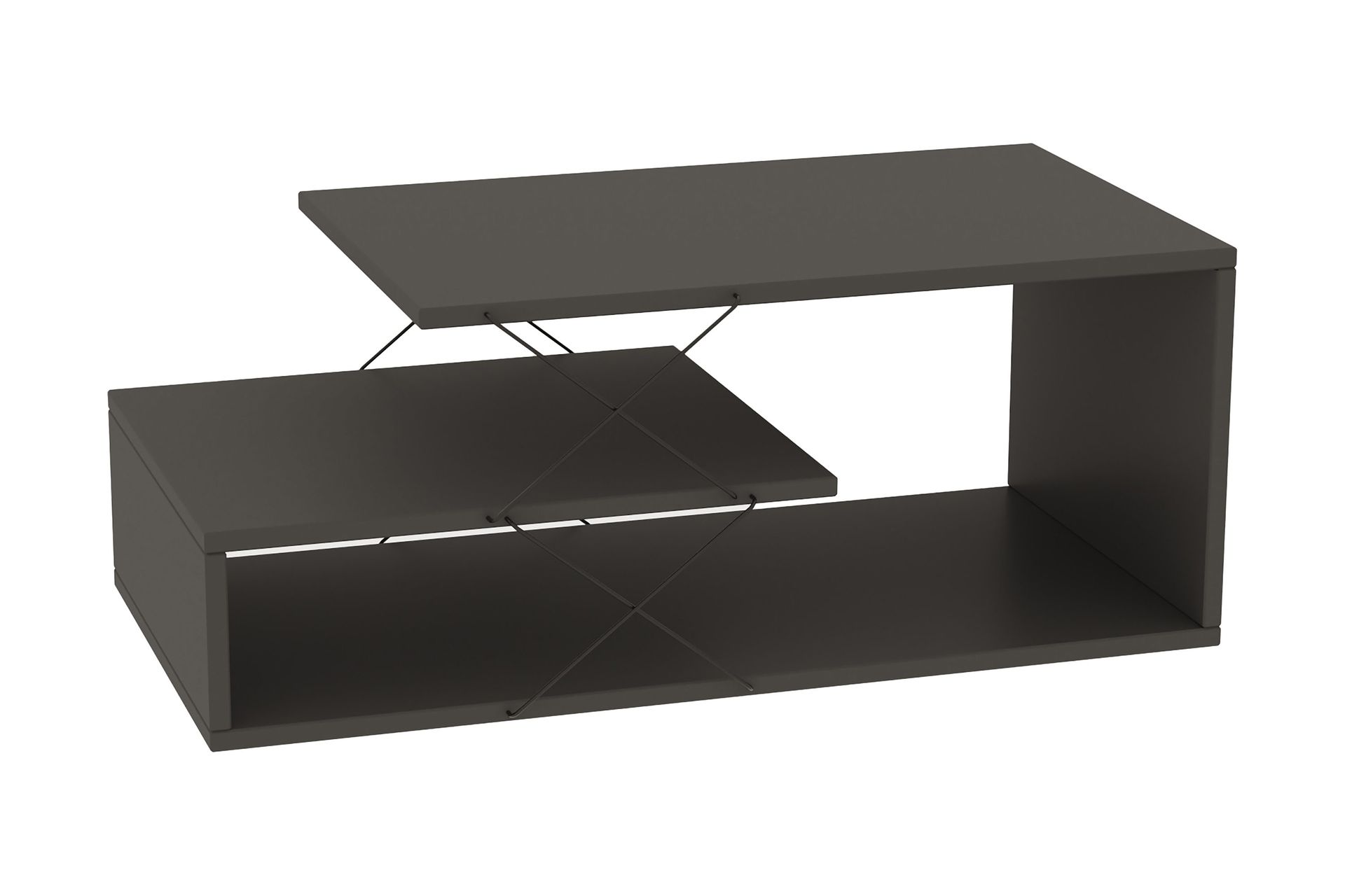 Moengo Sofabord 100 cm med Oppbevaringshylle - Antracit/Svart