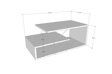 Moengo Sofabord 100 cm med Oppbevaringshylle - Hvit/Svart - Møbler - Bord - Sofabord