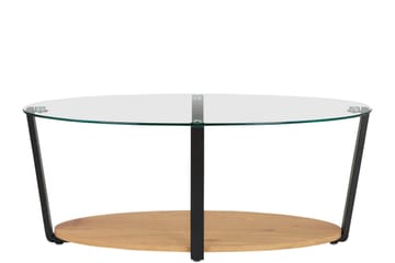 Mohaklo 110x60 cm Ovalt Salongbord med Oppbevaring i Glass med Metallben - Klar - Møbler - Bord - Sofabord