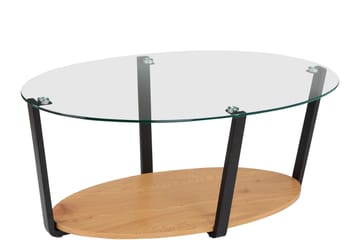 Mohaklo 110x60 cm Ovalt Salongbord med Oppbevaring i Glass med Metallben - Klar - Møbler - Bord - Sofabord