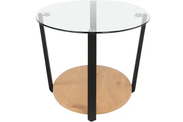 Mohaklo 110x60 cm Ovalt Salongbord med Oppbevaring i Glass med Metallben - Klar - Møbler - Bord - Sofabord