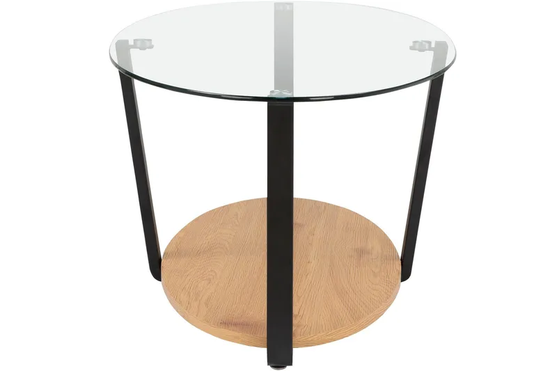 Mohaklo 110x60 cm Ovalt Salongbord med Oppbevaring i Glass med Metallben - Klar - Møbler - Bord - Sofabord