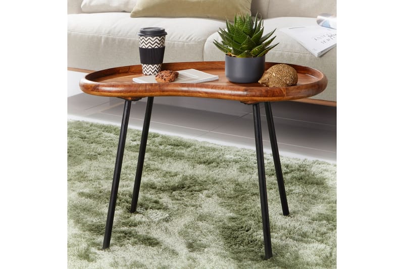 Mondry Sofabord 79 cm Njurformat - Massivt Tre/Svart - Møbler - Bord - Sofabord
