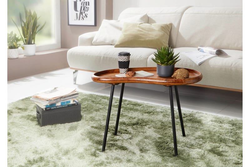 Mondry Sofabord 79 cm Njurformat - Massivt Tre/Svart - Møbler - Bord - Sofabord