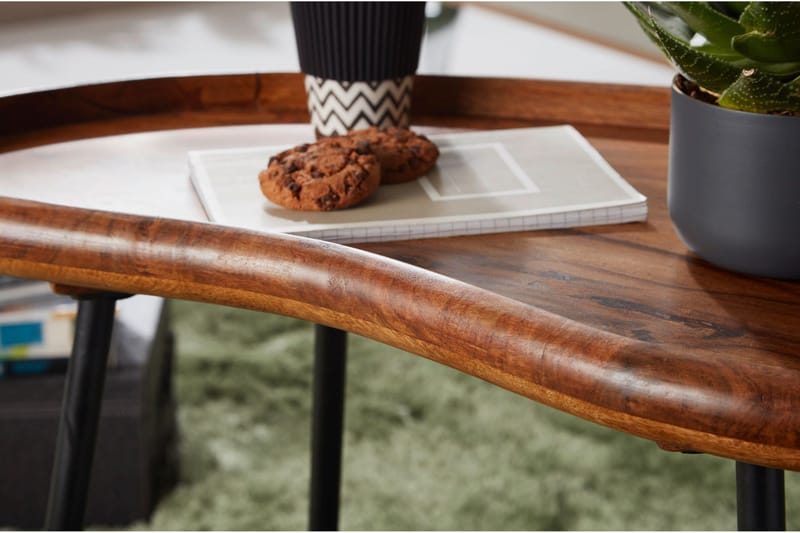 Mondry Sofabord 79 cm Njurformat - Massivt Tre/Svart - Møbler - Bord - Sofabord