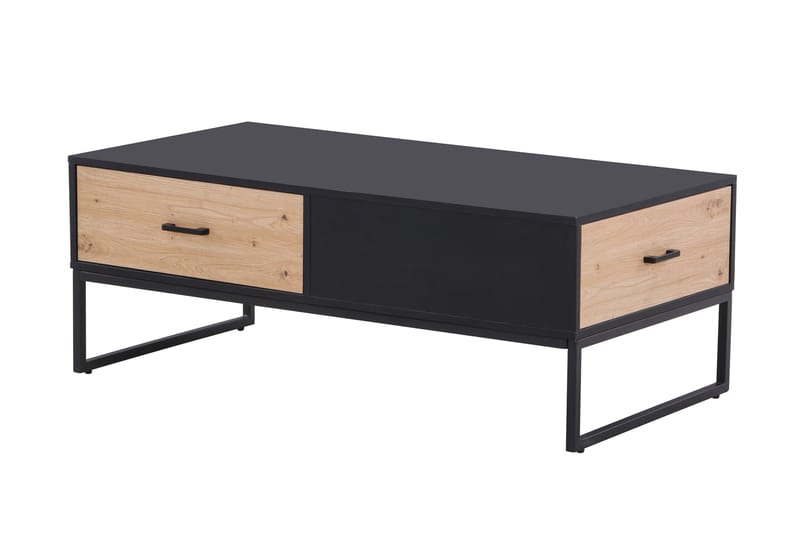 Montesson Sofabord 120 cm med Oppbevaringshylle + Skuff - Svart/Brun - Møbler - Bord - Sofabord