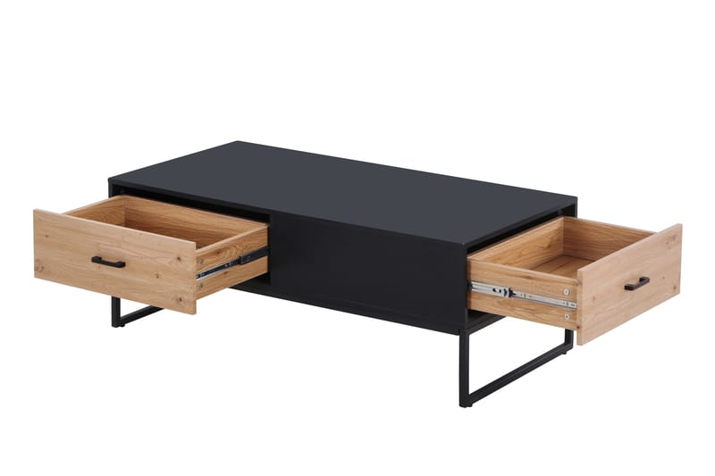 Montesson Sofabord 120 cm med Oppbevaringshylle + Skuff - Svart/Brun - Møbler - Bord - Sofabord