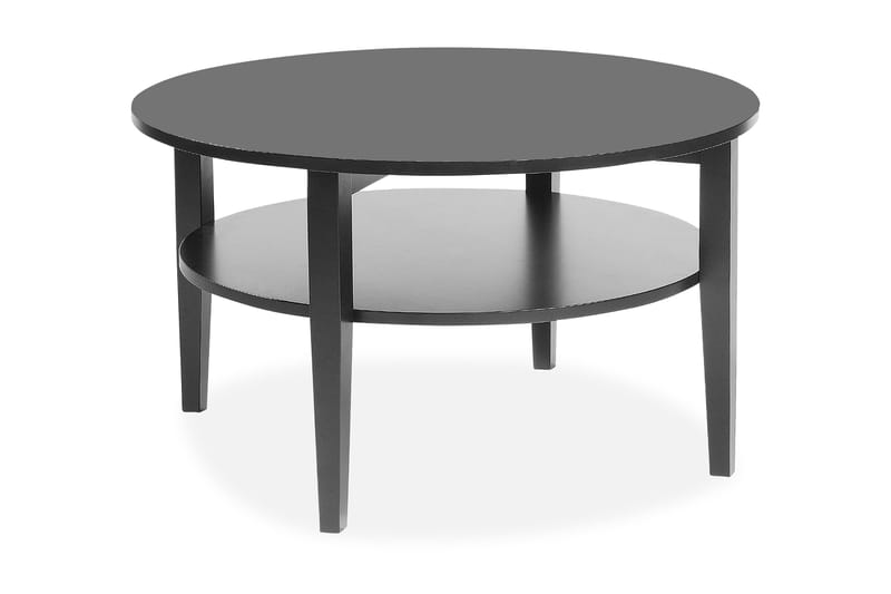 Mora Sofabord 80 cm Rundt med Oppbevaringshylle - Eik/Svart - Møbler - Bord - Sofabord