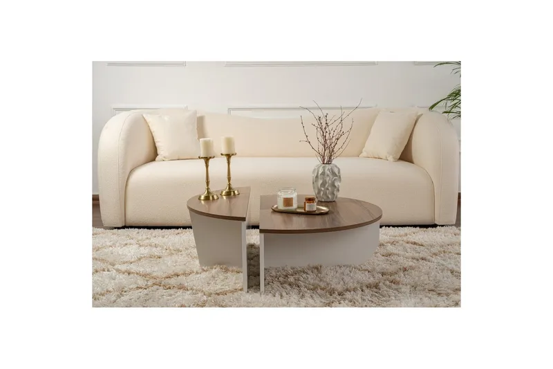 Sofabord Mukund Valnøtt Hvit - Valnøtt Hvit - Møbler - Bord - Sofabord