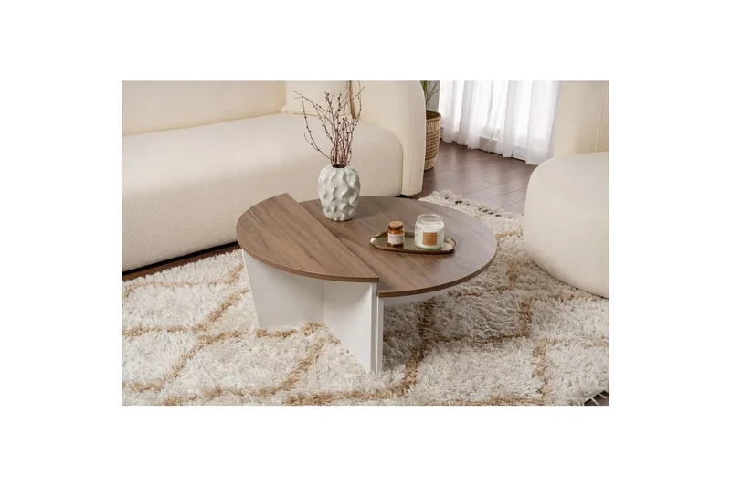 Sofabord Mukund Valnøtt Hvit - Valnøtt Hvit - Møbler - Bord - Sofabord