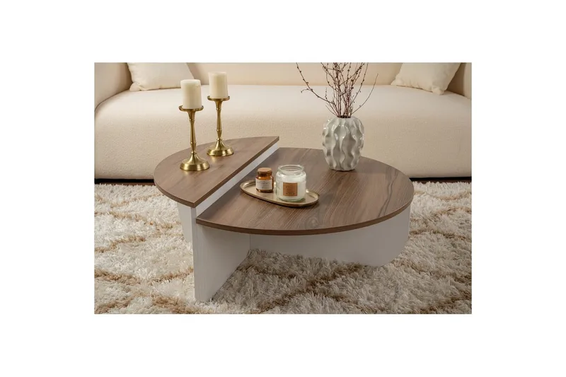 Sofabord Mukund Valnøtt Hvit - Valnøtt Hvit - Møbler - Bord - Sofabord