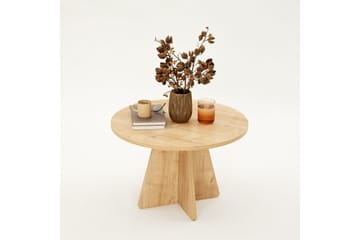 Munne Rundt Salongbord 60 cm i Tre med Kryssben - Beige - Møbler - Bord - Sofabord