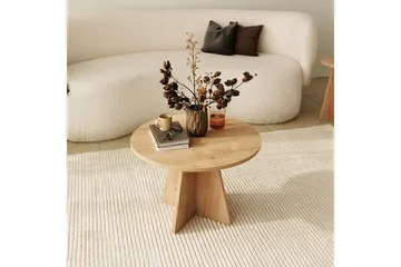 Munne Rundt Salongbord 60 cm i Tre med Kryssben - Beige - Møbler - Bord - Sofabord