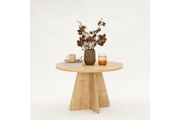 Munne Rundt Salongbord 60 cm i Tre med Kryssben - Beige - Møbler - Bord - Sofabord