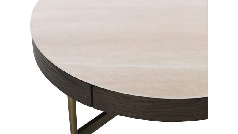 Sofabord Myrdal 90 cm - Travertintopp med bronsefargede metallben - Møbler - Bord - Sofabord