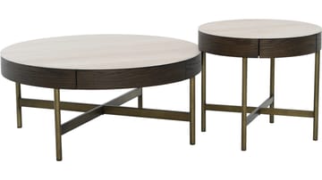 Sofabord Myrdal 90 cm - Travertintopp med bronsefargede metallben - Møbler - Bord - Sofabord