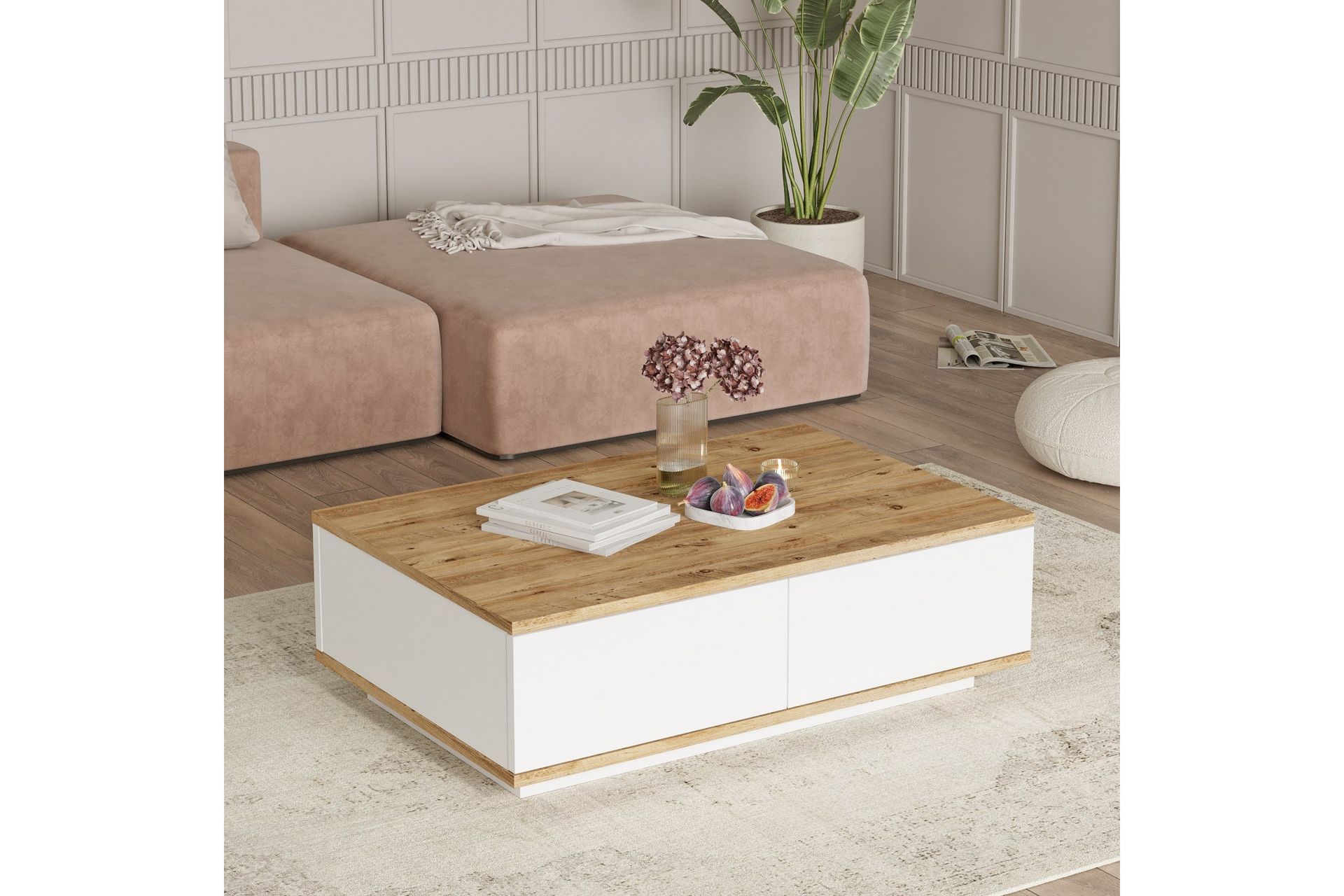 Najar Sofabord 90 cm - Brun/Hvit - Møbler - Bord - Sofabord