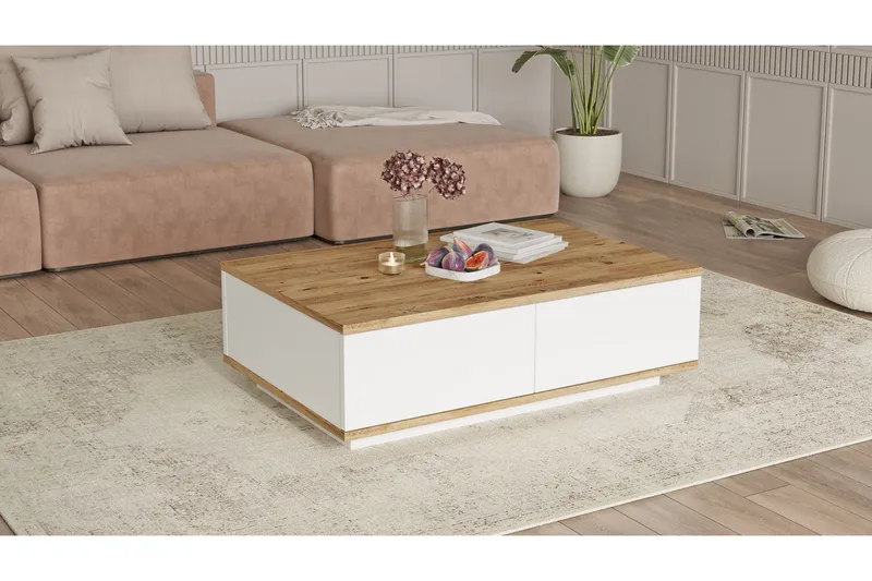 Najar Sofabord 90 cm - Brun/Hvit - Møbler - Bord - Sofabord