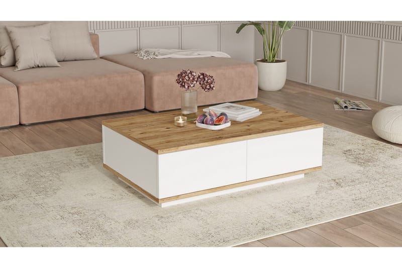 Najar Sofabord 90 cm - Brun/Hvit - Møbler - Bord - Sofabord