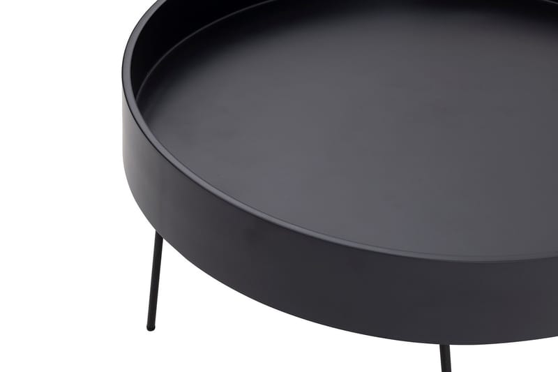 Nandan 80 cm Rundt Sofabord i Mørkt Tre - Svart - Møbler - Bord - Sofabord