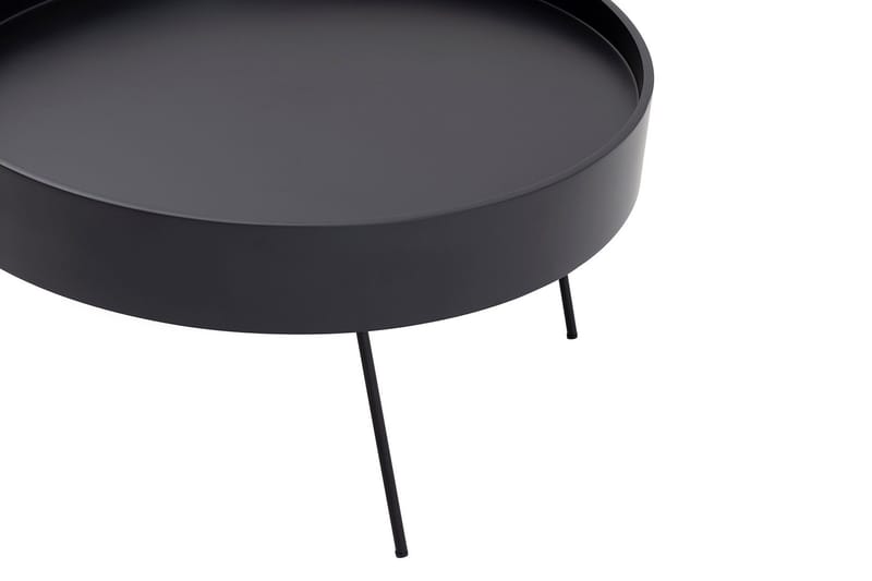 Nandan 80 cm Rundt Sofabord i Mørkt Tre - Svart - Møbler - Bord - Sofabord