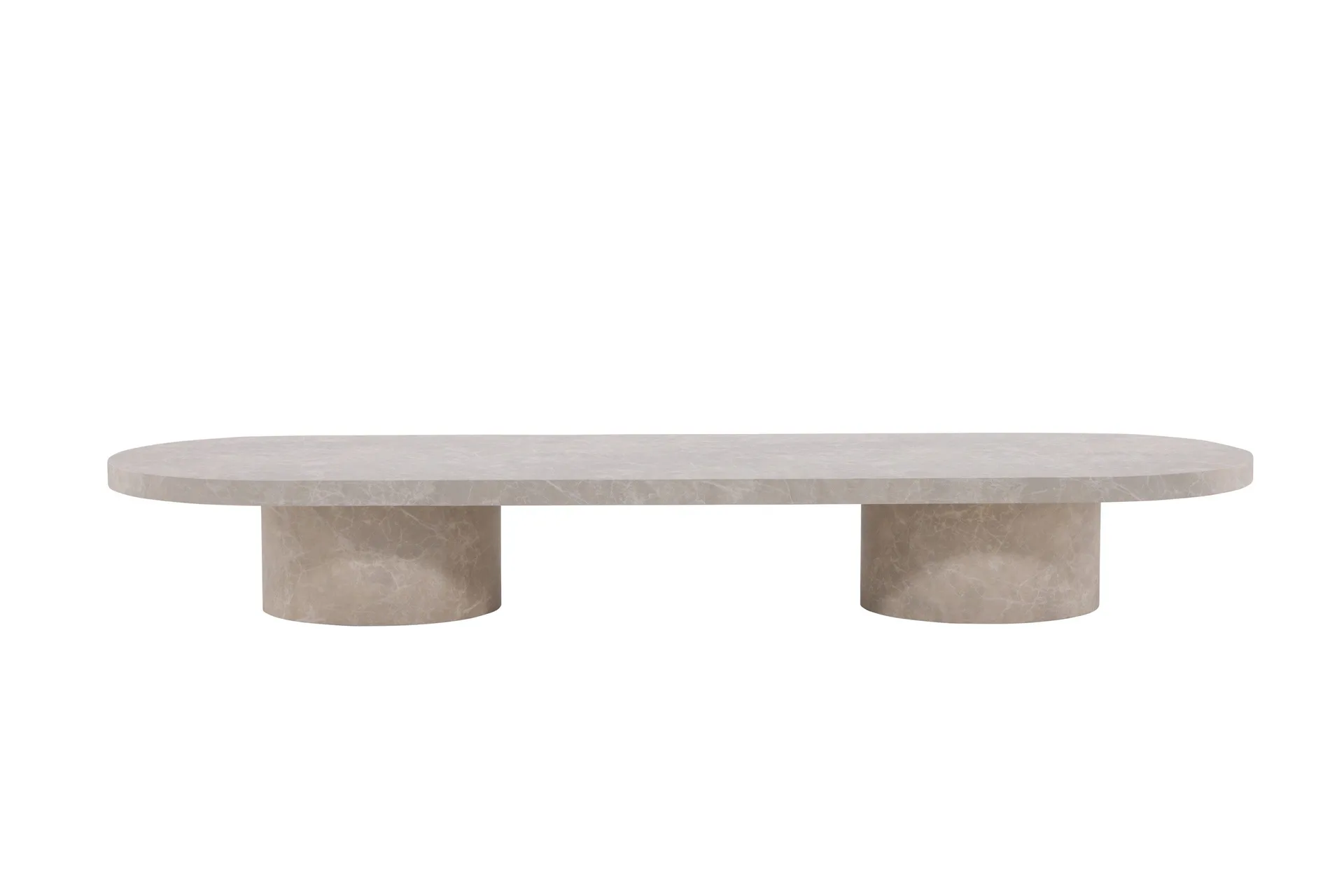 Narvik Travertin Ovalt Sofabord 190x60 cm - Beige / Lys